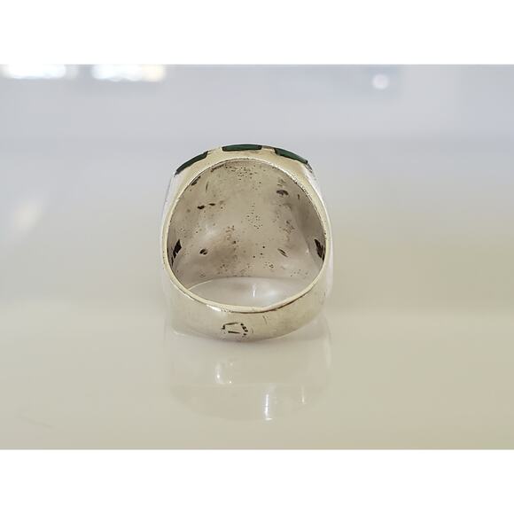 Vintage JPM Mexico Malachite Sterling Silver Ring - Picture 7 of 8
